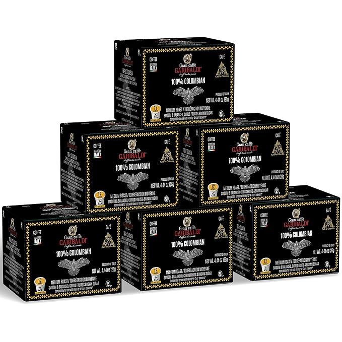Caffè Garibaldi Colombian Coffee Pods, for Keurig K-Cup Brewers, Single Serve Cups, 100% Arabica