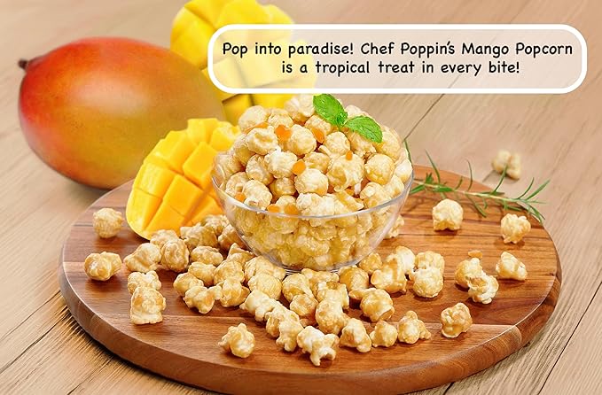 CHEF POPPIN Asian-Style Gourmet Flavored Popcorn, Non-GMO Corn, All Natural, Mango, 50g, 1.76 oz