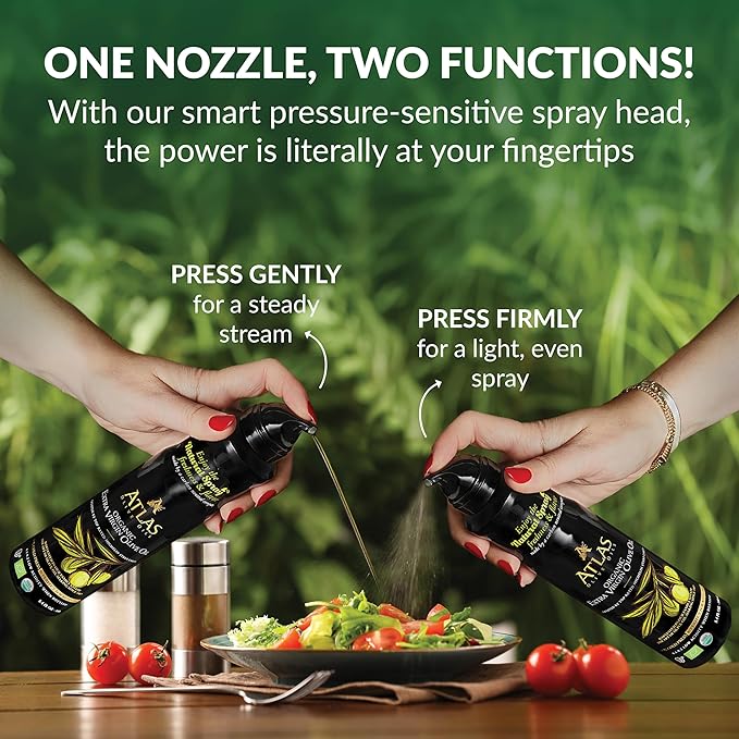 Cooking Oil by Atlas, Extra Virgin Olive Oil Spray, Dual Function Spray and Stream, 5.4 fl oz, 6