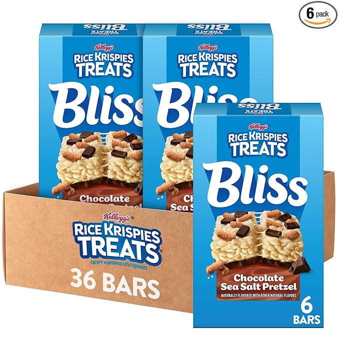 Rice Krispies Treats Bliss Crispy Marshmallow Squares, Snack Bars, Chocolate Sea Salt Pretzel (6