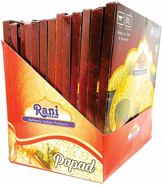 Rani Pappadums (Indian Lentil Wafer Snack) Red Chilli Papad 7oz (200g) Approximately 15pc, 7