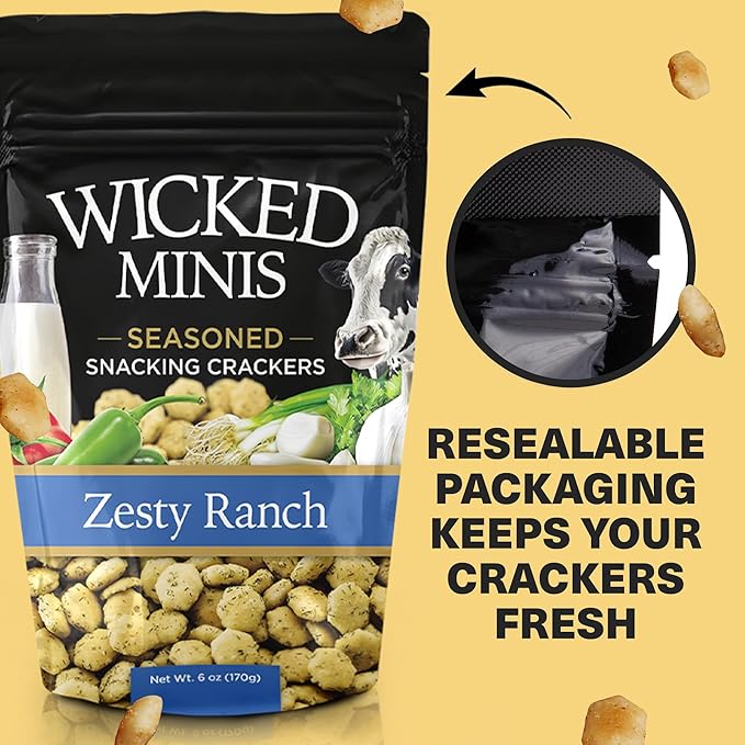 Wicked Minis Soup & Oyster Crackers - Saltine Soup Crackers Salted Flavored Mini Puffed Savory