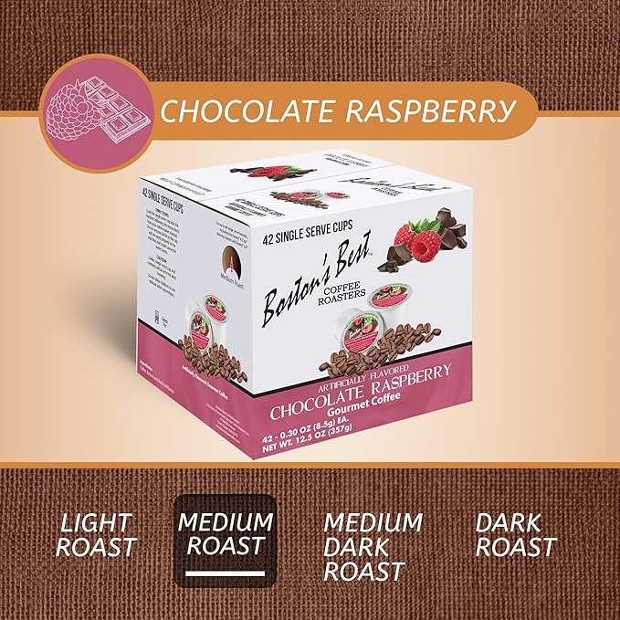 Boston’s Best - Chocolate Raspberry Flavored Coffee Medium Roast Gourmet, Compatible with Keurig