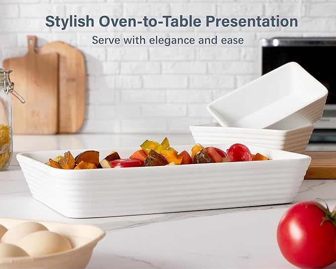 ONEMORE Ceramic Baking Dish, 9x13 Baking Pan Casserole Dish Large Rectangular Baking Dishes for