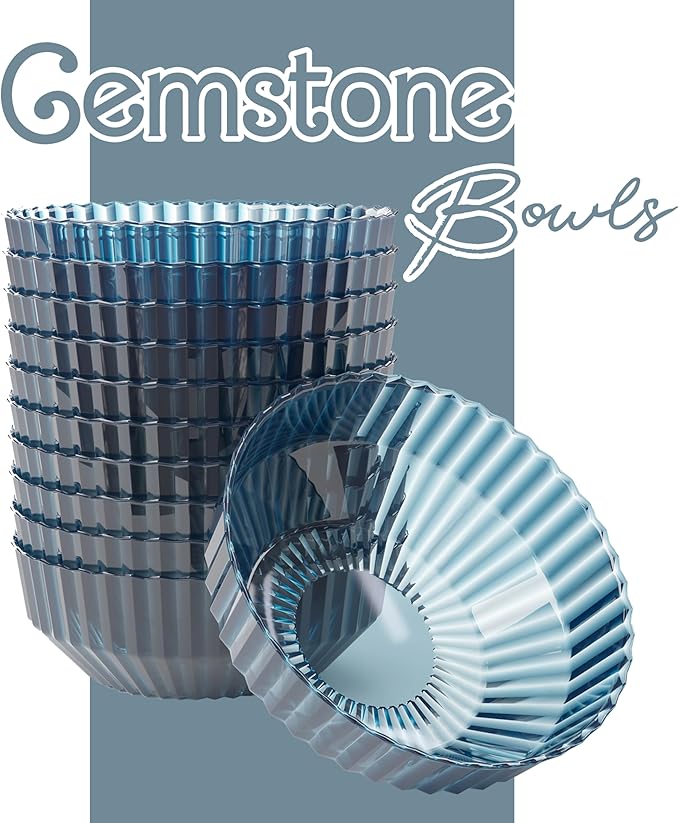 Exquisite Blue Plastic Bowls Disposable - 16 Oz - 20 Count - Disposable Soup Bowls - Great for