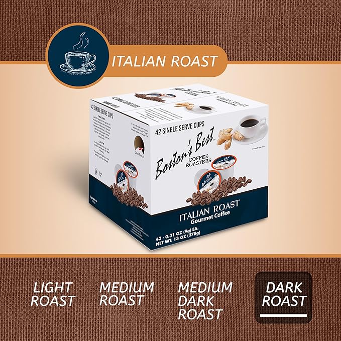 Boston’s Best - Italian Roast, Deliciously Bold Dark Roast Gourmet Coffee Compatible with Keurig