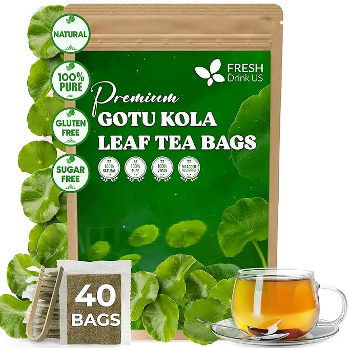FreshDrinkUS, Premium Gotu Kola Leaf Tea ??40 Tea Bags | Pure Dried Centella Asiatica Leaves |