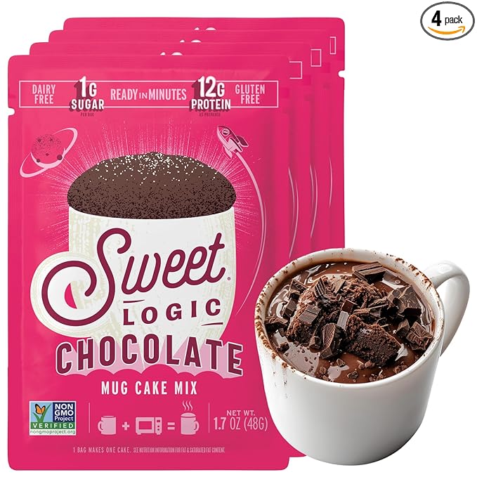 Sweet Logic Keto Dessert Mug Cake Mixes - Triple Chocolate Fudge - Low Sugar - Gluten-Free - Low