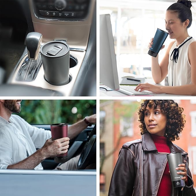Nextmug Go - Temperature-Controlled, Self-Heating Travel Mug (Slate Blue - 16 oz.)