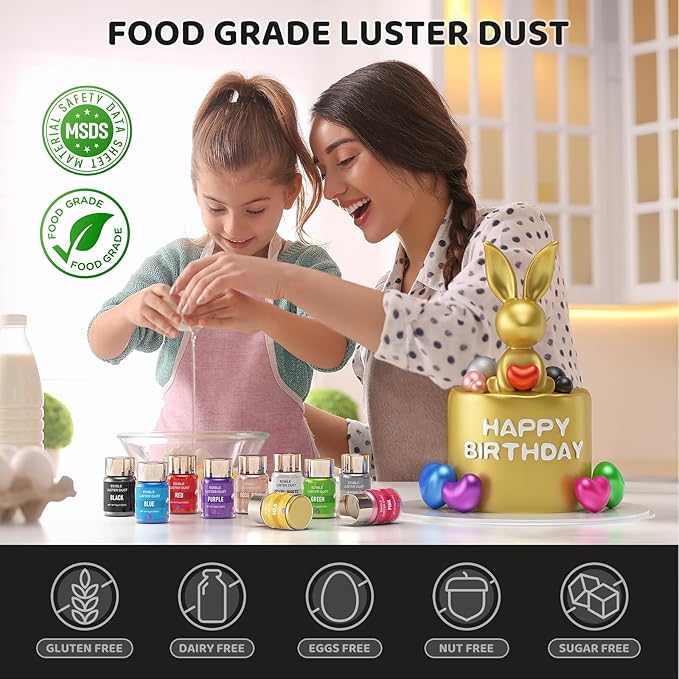Luster Dust Edible - 15 Grams Food Grade Cake Dust Shimmer Powdered, Cherrysea Powder Luster Dust