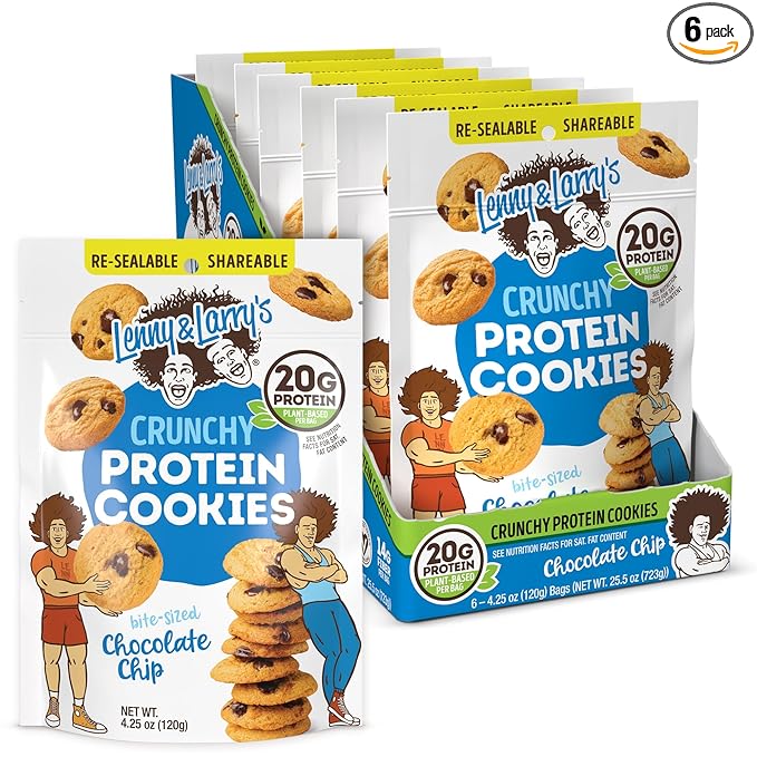 Lenny & Larry's The Complete Crunchy Cookie, Chocolate Chip, 6g Plant Protein, Vegan, Non-GMO, 4.25