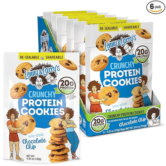 Lenny & Larry's The Complete Crunchy Cookie, Chocolate Chip, 6g Plant Protein, Vegan, Non-GMO, 4.25
