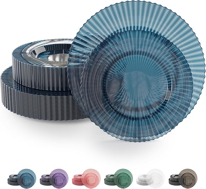 Exquisite 40 Piece Plastic Disposable Plates Set For 20 Guests I 20 X 9 Inch & 20 X 11 Inch