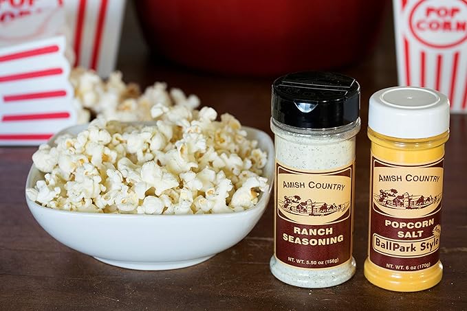 Amish Country Popcorn | Seasoning Variety Pack | BallPark Style ButterSalt - 5.5 oz and Ranch - 5.5