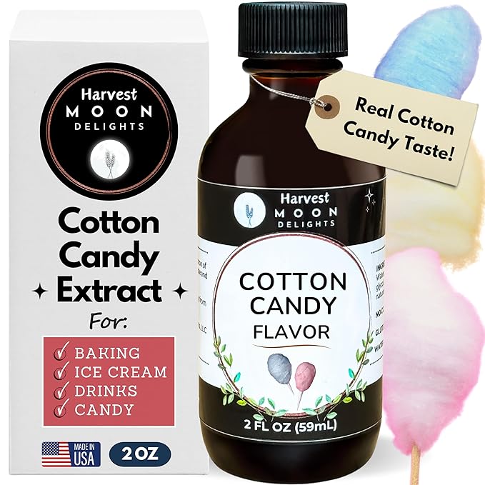 Cotton Candy Flavoring Extract - 2 oz - Water-Soluble - By Harvest Moon Delights - Cotton Candy