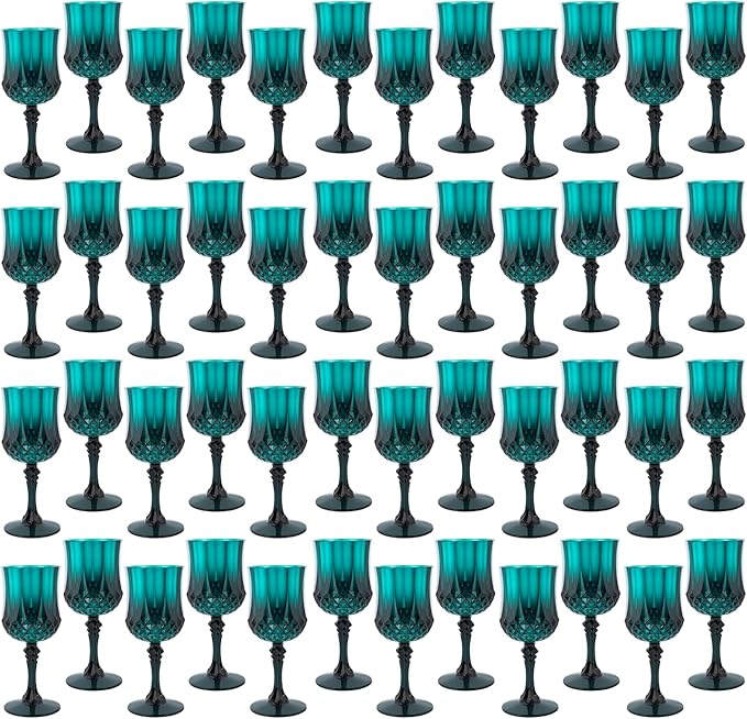 Plastic Wine Glasses，Plastic Goblets Vintage Style Cordial Drinking Glasses for Wedding Reception