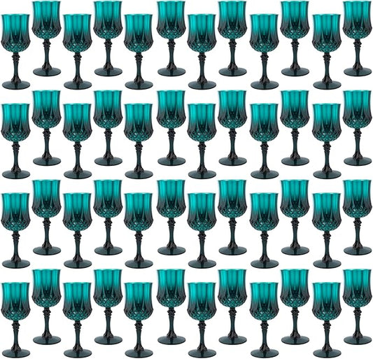 Plastic Wine Glasses，Plastic Goblets Vintage Style Cordial Drinking Glasses for Wedding Reception