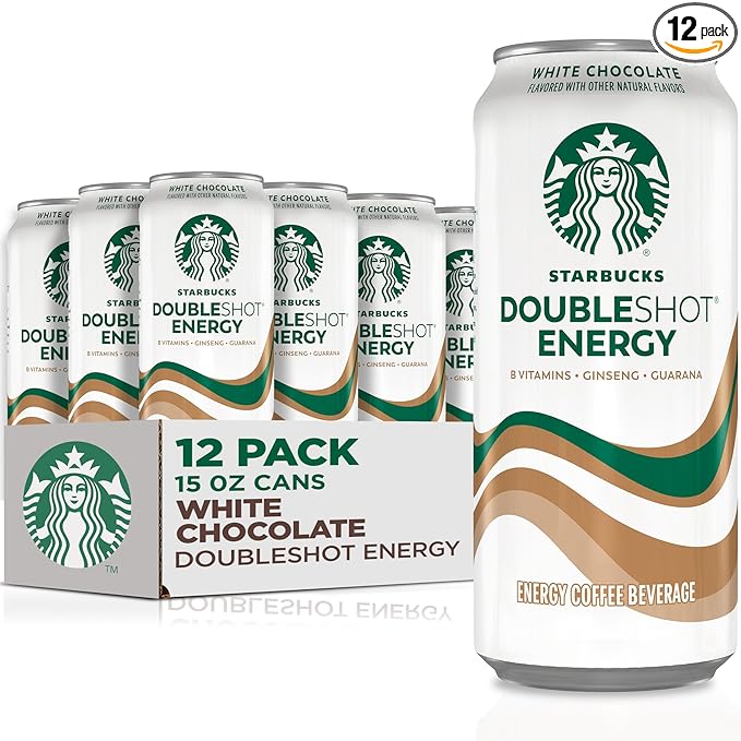 Starbucks Doubleshot Energy Drink Coffee Beverage, White Chocolate, Iced Coffee, 15 fl oz Cans