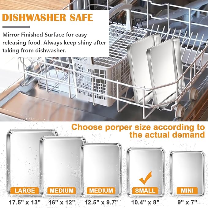 2Pcs Baking Sheet Pan Set, Joyfair Stainless Steel Cookie Sheets, Commercial Metal Pans Toaster