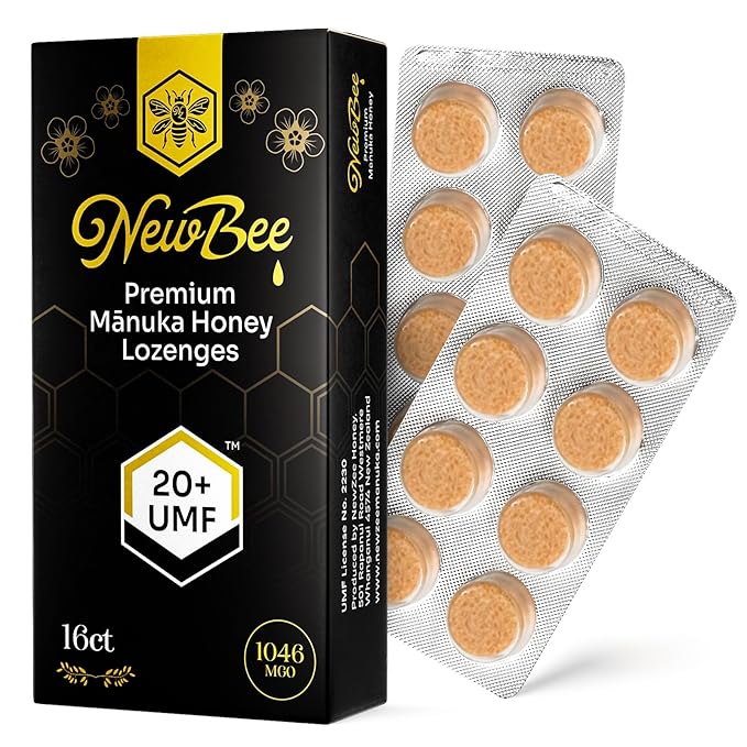 Manuka Honey Lozenges, 16 Count Made W/UMF 20+, MGO 1046 New Zealand Manuka Honey, UMF Certified