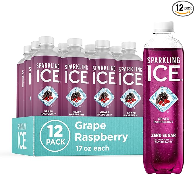 Sparkling Ice, Grape Raspberry Sparkling Water, Zero Sugar Flavored Water, with Vitamins and