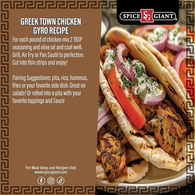 Greek Town Chicken Gyro Seasoning | Greek Spice | All Purpose Chicken, Beef, Steak, Lamb, Seafood &