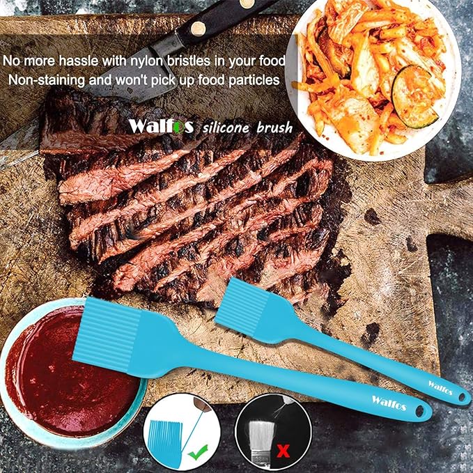 Walfos Silicone Basting Pastry Brush, Heat Resistant Pastry Brush Set, Strong Steel Core and