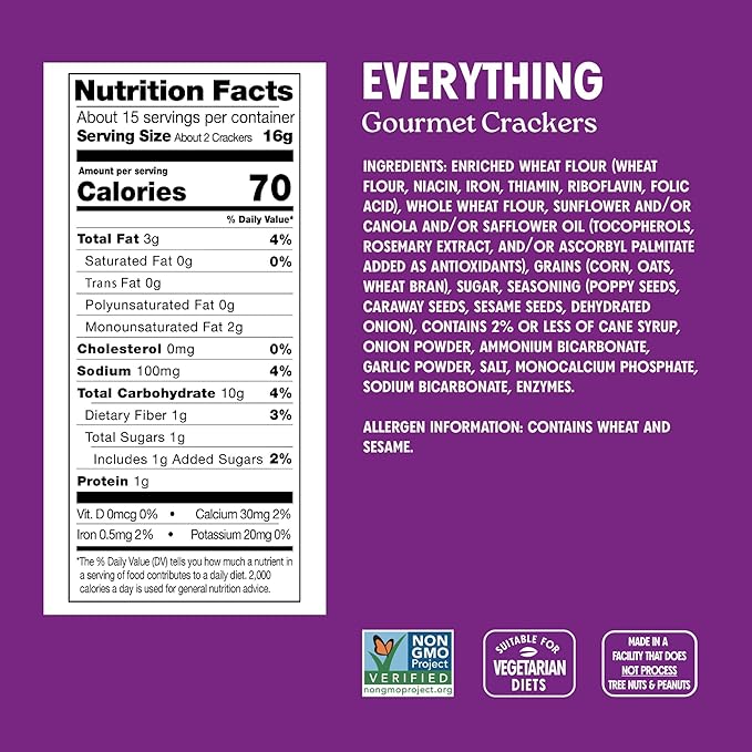 Milton's Gourmet Crackers Variety Bundle (Original Multi-Grain, Everything, Crispy Sea Salt)