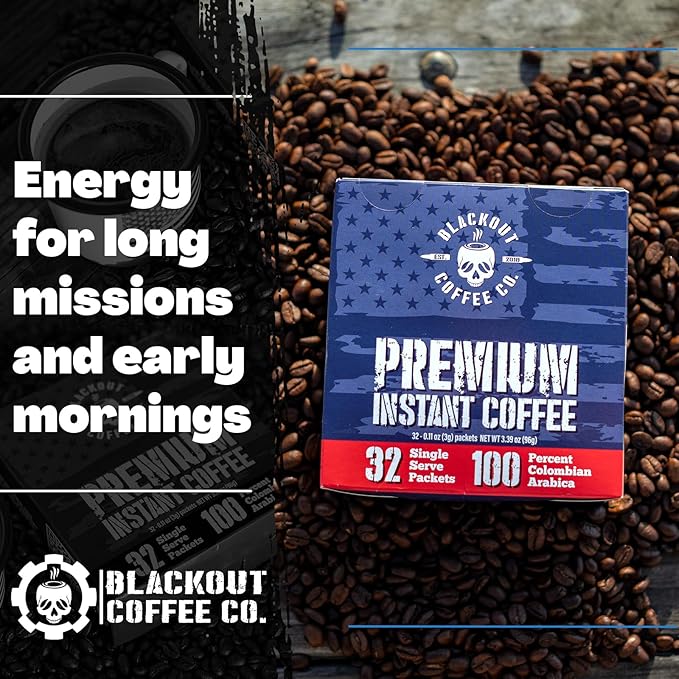 Blackout Coffee Colombian Arabica Instant Coffee – Medium Roast, Strong Aromatic, Single Serve