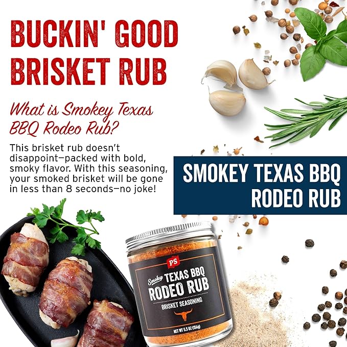 PS Seasoning Texas-Style Brisket Rodeo Rub - Dry BBQ Rubs and Spices for Grilling, Smoking