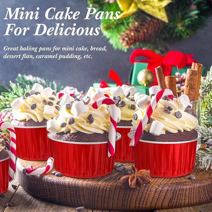 Gejoy 400 Pcs Aluminum Foil Baking Cups with Lids 5 oz Disposable Ramekins Mini Cake Pans Creme