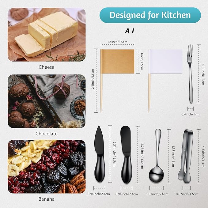 Patelai Charcuterie Board Accessories Cheese Spreader Knife Set Charcuterie Utensils Butter Knife