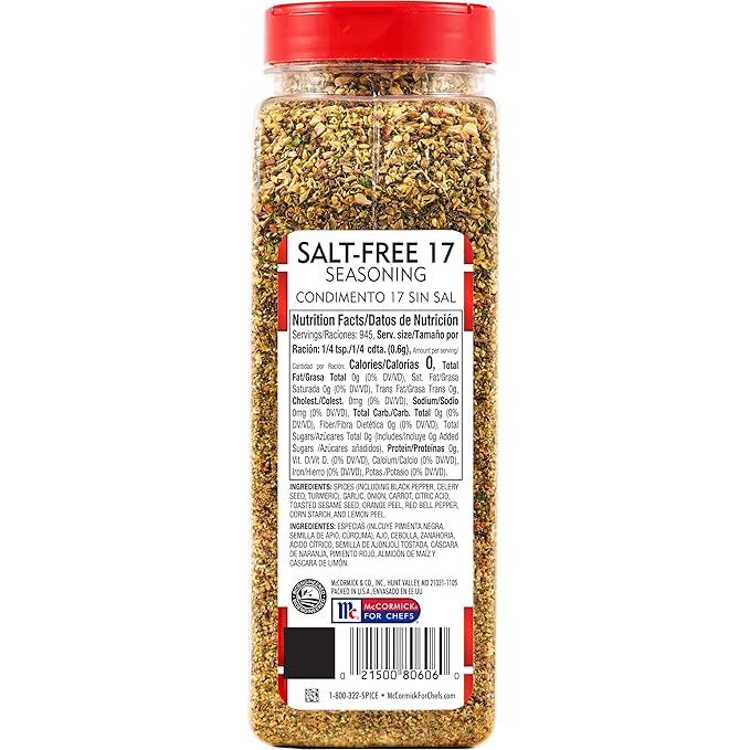 Lawry's Salt Free 17 Seasoning, 20 oz - One 20 Ounce Container of 17 Seasoning Spice Blend