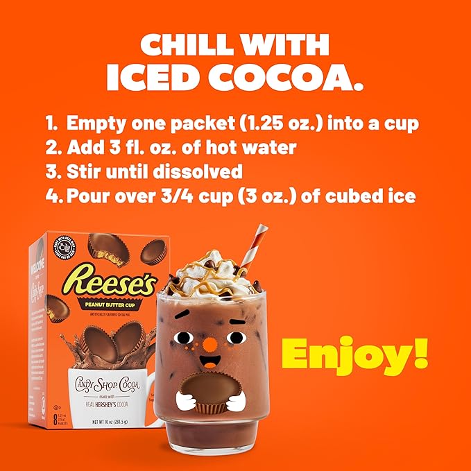 Candy Shop Cocoa REESE'S Peanut Butter Cup Cocoa Mix Hot Chocolate Make Hot or Iced Cocoa Made With