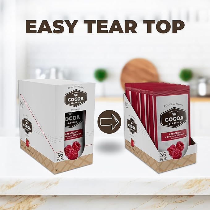 Cocoa Classics Raspberry Cocoa Mix, Hot Chocolate, Made with Nonfat Milk, Just Add Hot Water, Make