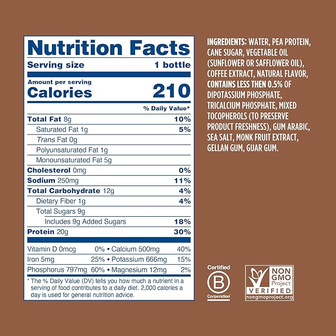 Ripple Coffee Plant Based Protein Shake | 20g of Quality Sourced Pea Protein, 100mg Caffeine