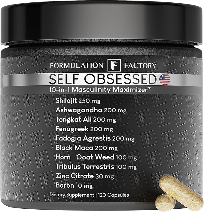 Self Obsessed 10 in 1 Masculinity Maximizer Supplement, Shilajit for Men, Tongkat Ali, Ashwaganda