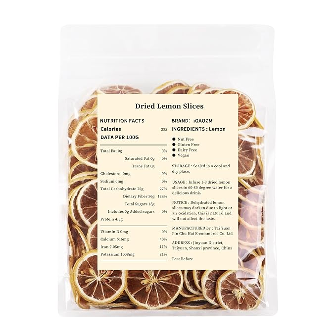 iGAOZM Dried Lemon Slices,12.34oz/350g,No Sugar Added,Natural Dehydrated Lemon Slices for Cocktails
