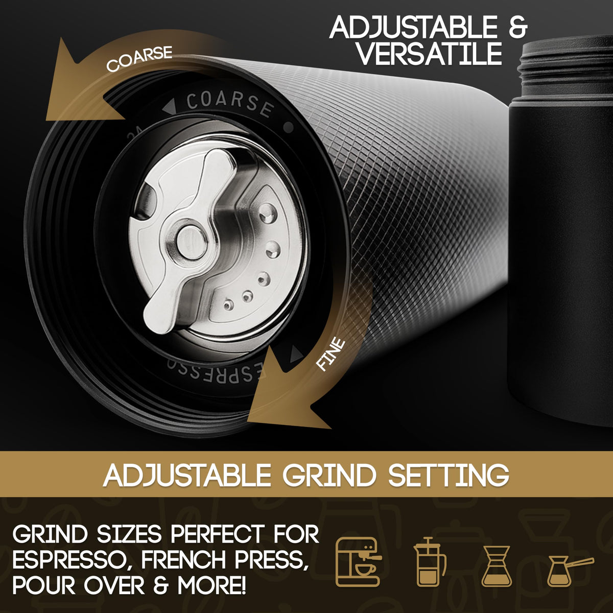 Tierra Trazza Manual Coffee Grinder, Conical Burr Coffee Grinder with Stainless Steel Burrs &