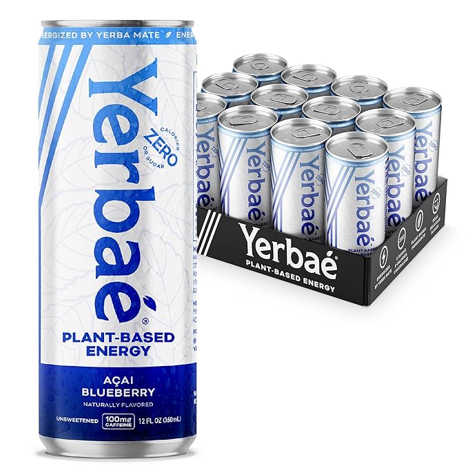 Yerbaé Energy Seltzer - Acai Blueberry, No Sugar/Calories/Carbs. Energized by Yerba Mate, Naturally