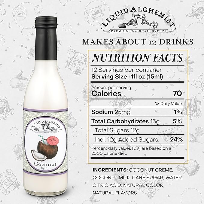 Liquid Alchemist Coconut Syrup for Drinks - Real Ingredients Make our Cream of Coconut Syrup a
