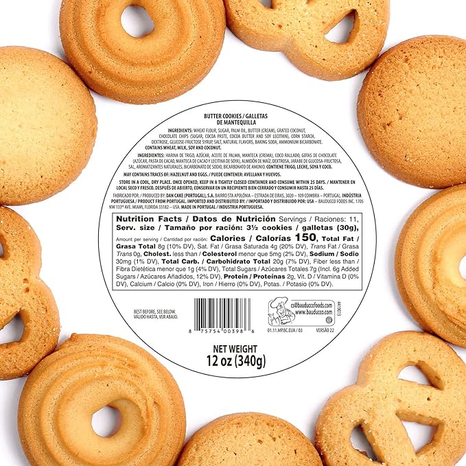 Bauducco Assorted Butter Cookies Tin, 12 oz (Pack of 1) ??Traditional Danish Shortbread Style