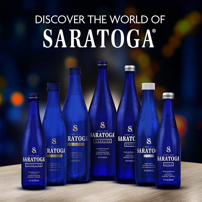 Saratoga Sparkling Water Bottles, 12-Pack - Carbonated Spring Bottled Water with Naturally