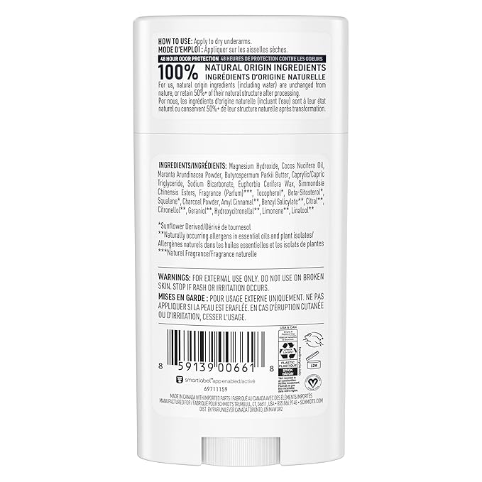 Schmidt's Aluminum-Free Vegan Deodorant Charcoal & Magnesium with 48 Hour Odor Protection, 2 Count