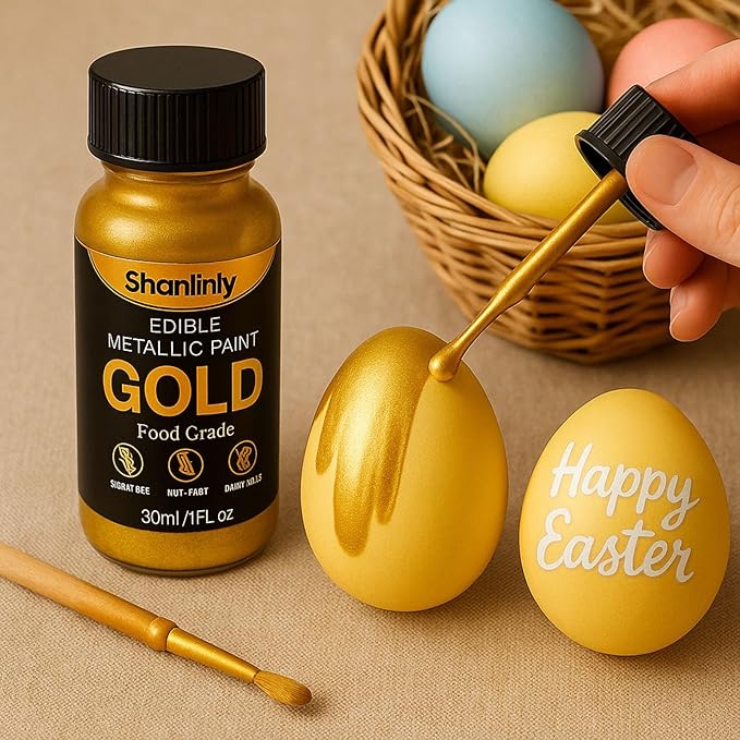 Shanlinly Gold Edible Luster Dust - 30ml Liquid Edible Cake Paint Gold Metallic Food Coloring