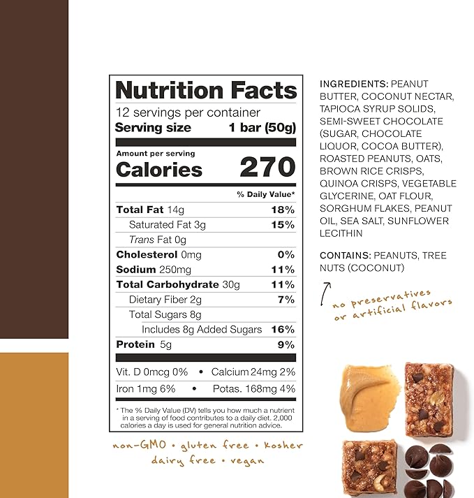 Skratch Labs Energy Bar | Peanut Butter + Chocolate (12 Pack) | Plant Based Healthy Snack | Low