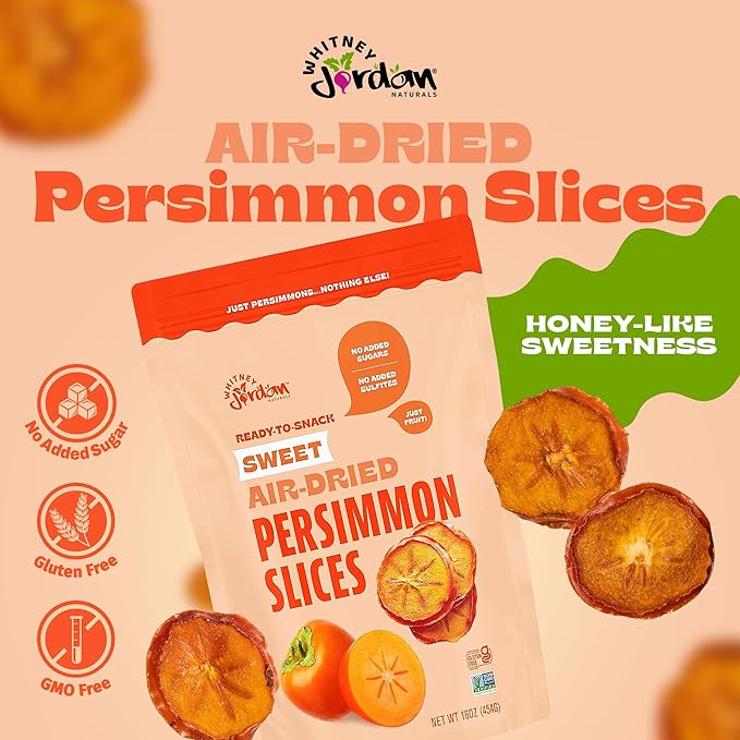Whitney Jordan Naturals Air-Dried Persimmon Slices | Dried Fruit Snack Made from Real Persimmons |