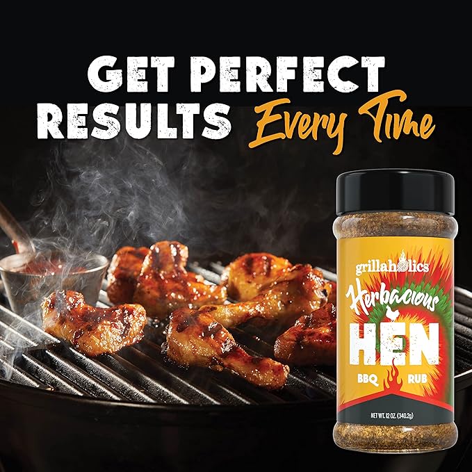 Grillaholics Herbacious Hen Poultry Seasoning - Herb & Garlic Chicken Rub for Smoked, Roasted