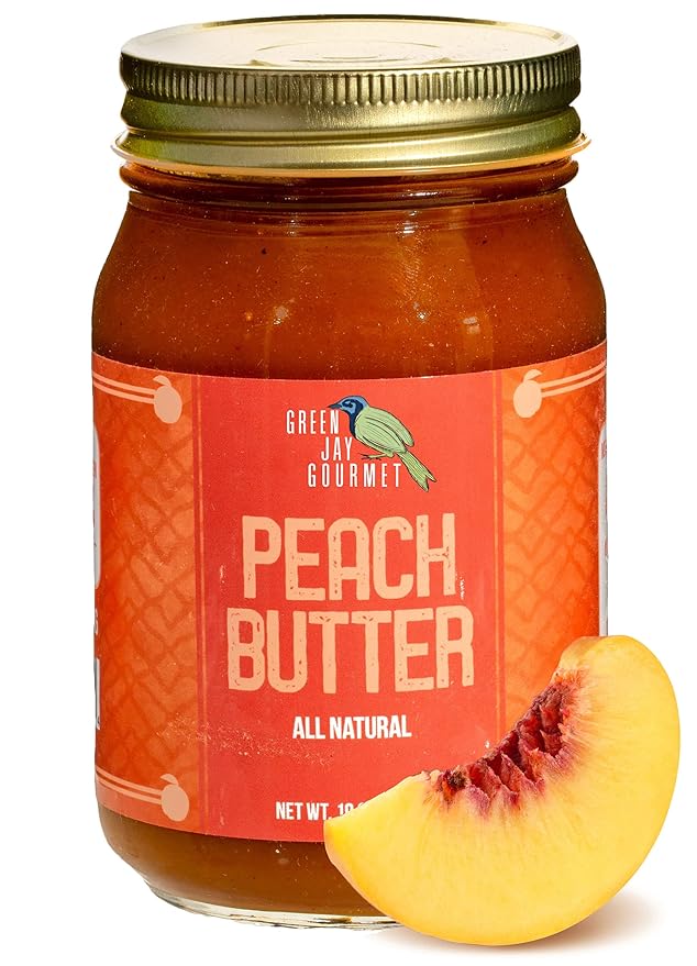 Green Jay Gourmet Peach Butter - All-Natural, Gluten-Free Fruit Spread - Peach Spread with Peaches