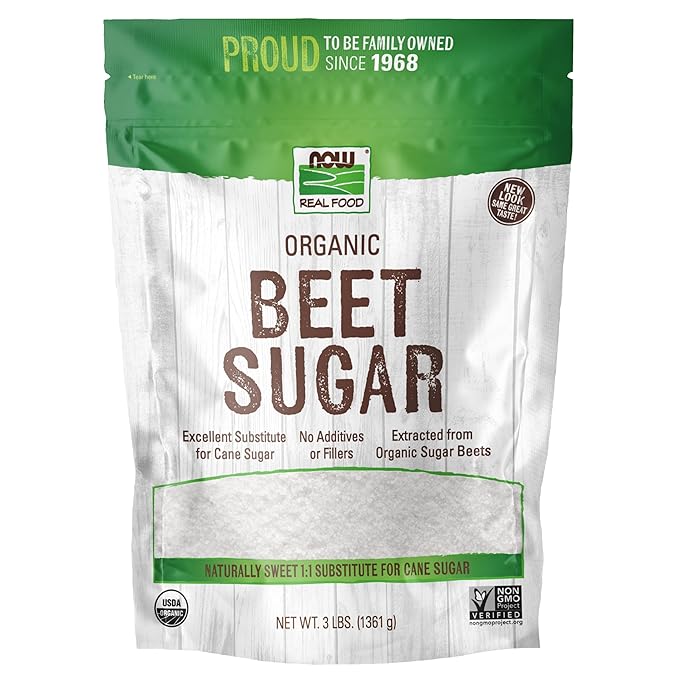 NOW Foods, Certified Organic Beet Sugar, Extracted from Organic Sugar Beets, Excellent Substitute